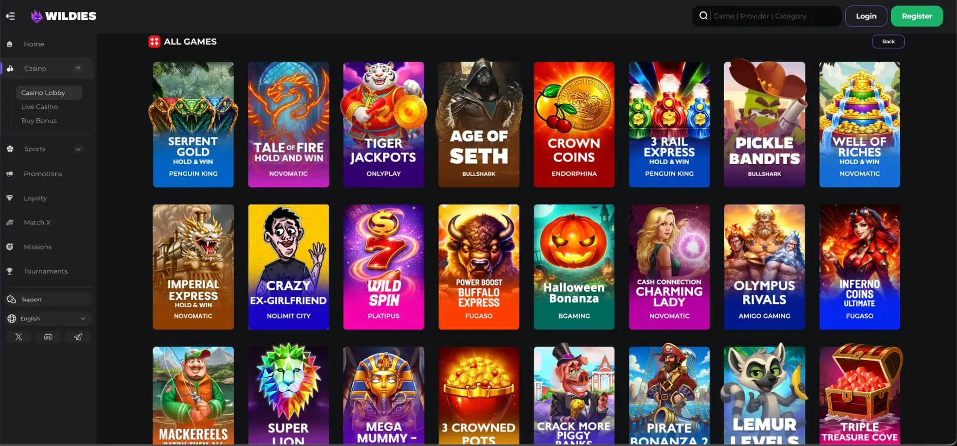 Wildies Casino Games for UK players